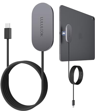 LULULOOK Magnetic Wireless Charger for iPad Pro 12.9 3rd/4th/5th/6th, 18W Aluminum Alloy Charger Fast Charing for iPad 13 M4 (2026)/M3/M2 with 6.5ft USB-C Cable