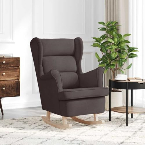 Owoxanthellate Schaukelsessel Dunkelbraun 74x90x102 cm aus robustem Polyester & Holz Stoff Relax Sessel mit Schaukelfunktion Indoor Wohnzimmer Büro gemütliche Oase zum Entspannen