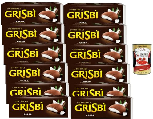 Italian Gourmet Bundle 12 x 135 g, Kokos Cremegebäck + Italian Gourmet Polpa, gefüllte Kekse mit Kokoscreme, 12 Packungen, 1620 g Vorratspackung, ideal zu Kaffee, Dessert, Pause