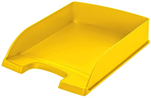 Leitz Briefkorb Standard A4, Briefablage in Premium-Qualität, Stapelbares Ablagefach als Schreibtisch-Organizer, Kombinierbar mit Plus-Serie, Gelb, 52270015