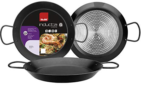 IBILI - Poêle à paella Inducta, 34 cm, Aluminium, Antiadhésif, 6 portions, Compatible avec l’induction, Noir