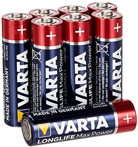 VARTA Batterie AA Longlife Max Power (confezione da 8), batterie alcaline, prodotte in Germania (l'imballaggio può variare)