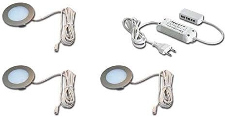 Hera 61056938002 LED-Einbauleuchten-Set, Metall, Edelstahl-optik, 6,8 x 6,8 x 1,5 cm