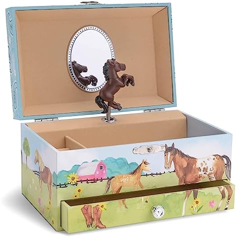 Jewelkeeper - Musikalische Schmuckkästchen Mädchen mit ausziehbarer Schublade, Pferd Design - Spieluhr mit Das Home on The Range Song, Ideal Pferd Geschenke für mädchen