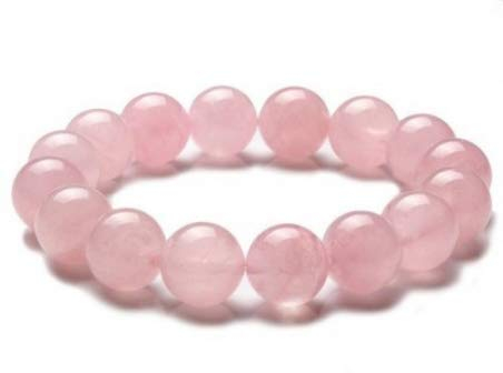 Pulsera Amor de cuarzo rosa, 19 cm, Cristal, cuarzo rosa