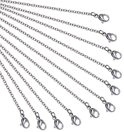 NBEADS Cadena de Alambre de Acero Inoxidable Platino de 55 cm con Cierre de Langosta para Colgantes, Collares, Pulseras, Bisutería, 10 Unidades, 50Cm