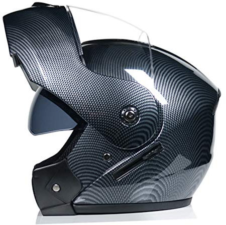 Carbon Modular Motorradhelme Klapphelme mit doppelter Sonnenblende Winter Winderproof Racing Integralhelm