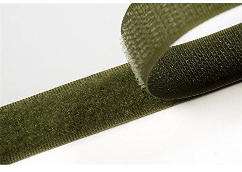 Jajasio Klettband bunt zum Nähen zum aufnähen, 38 mm, olivgrün #09 4 Meter Flausch und Haken