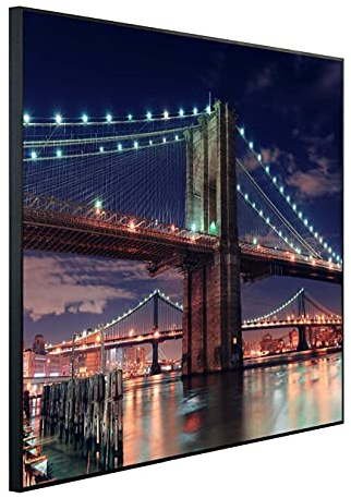 Ecowelle Infrarotheizung mit Bild | 1200 Watt | 60x120 cm | Infrarot Heizung| | Made in Germany| d 17 Brooklyn Brücke Nachtszene