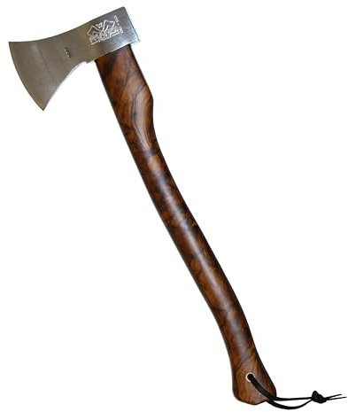 Prandi Axes Limited Edition Radica Style Axe - Ascia in acciaio al carbonio forgiato C45 lucidato a specchio, manico in noce americano con corda in pelle, per campeggio e bushcraft, S/N 3.011.10.AH