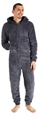 CityComfort Pigiama Intero Uomo - Pigiami Invernali Uomo in Pile M-3XL (XL, Grigio)