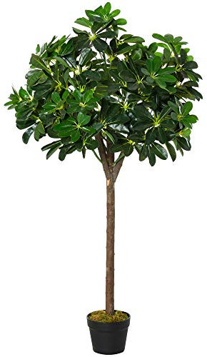 Outsunny Arbre Artificiel Plante Artificiel Alstonia scholaris Hauteur 1,2 m Tronc Branches Lichen 693 Feuilles Grand réalisme Pot Inclus