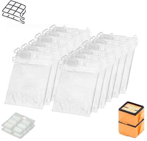 Kit Compatibile per Vorwerk Folletto VK 135 136 12 Sacchetti + 12 Profumini + 2 Filtri Griglia Motore + 2 Filtri HEPA PIESSEONLINE