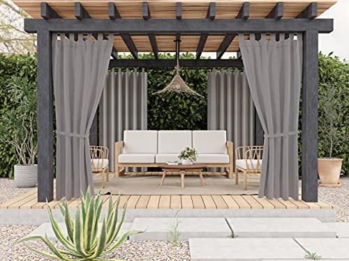 chilly pilley Rideaux Extérieur Hydrofuge pour Balcon Terrasse Et Jardin Brise-Vue Rideau Extérieur Protection Solaire Coupe-Vent (1,5x2,2m, Gris)