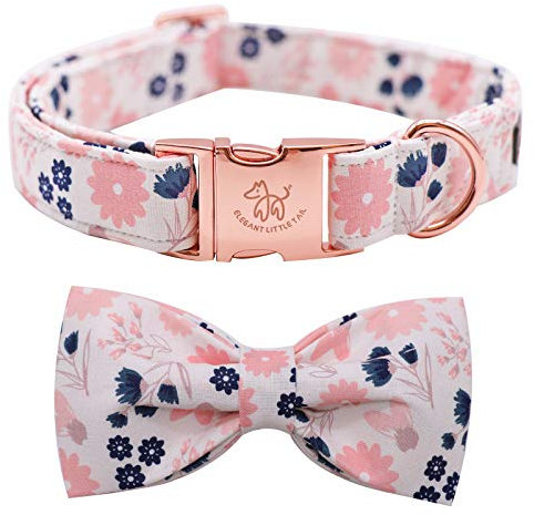 Elegant little tail Hundehalsband, weiches Mädchen Fliege Hundehalsband, Floral verstellbares Hundehalsband mit Schleife Haustierhalsband Geschenk für kleine Hündinnen oder Katzen