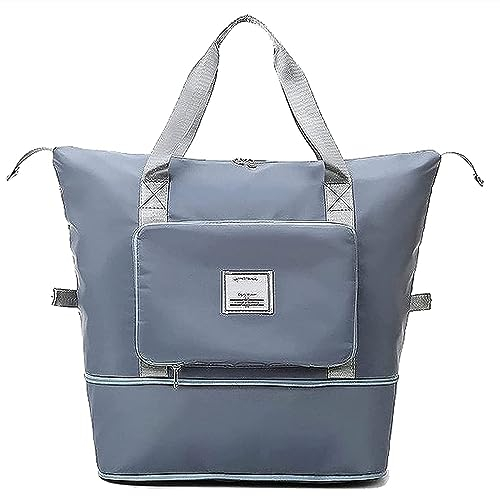 Reisetasche Faltbare mit großer Kapazität,Travelbag für Mit festem Gurt,wasserdichte Sporttasche mit Nassfach, leichte Umhängetasche, für Reisen,Ausflüge Out.(Eisblau)