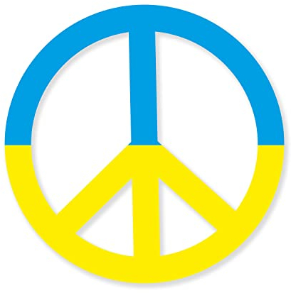Peace Zeichen Aufkleber I Stop war in Ukraine I Ø 10 cm I Aufkleber für Auto/Roller/Laptop I UV- und wetterfest I kfz682