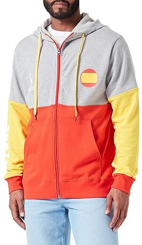 FIFA Official World Cup 2022 Overhead Hoodie Felpa con Cappuccio, Grigio/Rosso/Giallo, M Uomo