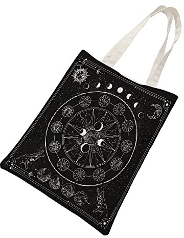 ZHOUHONG Jutebeutel Schwarzer Mond Sonne Tote Bag Wiederverwendbar Stoffbeutel mit Reißverschluss Stofftasche Hohe Kapazität Stofftaschen Dauerhaft Jute Tasche Stoffbeutel Bedruckt 30x35cm