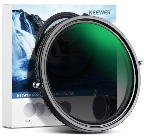 Neewer 2-in-1 82 mm Variabler ND-Filter ND2–ND32 & CPL-Filter (Zirkular-Polarisationsfilter), kein X Kreuz/30-lagiges Nanobeschichtet/HD optisches Glas/wasserabweisend/kratzfester Polarisationsfilter