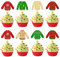 24 Stück glitzernde hässliche Pullover Cupcake Topper Gold Grün Rot Weihnachtsbaum Hirsch Schneeflocke Cupcake Picks Winter Merry Christmas Thema Neujahr Urlaub Party Kuchen Dekorationen Zubehör