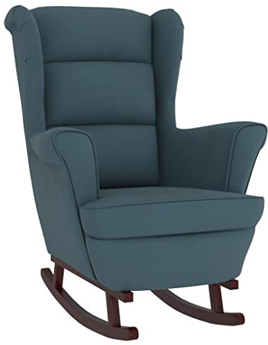 Makastle Schaukelstuhl Samt Schaukelsessel Moderner Schwingstuhl Sessel Stuhl Wohnzimmersessel Relaxsessel Schwingsessel Polster Relaxstuhl 78 x 93 x 97 cm Blau