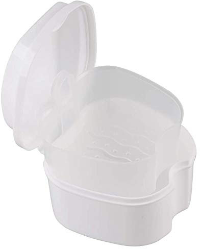 RIYAN Zahnprothesenkoffer, Zahnersatzbecher mit Sieb, Zahnersatz Bad Box Zähne Aufbewahrungsbox mit Korb Netz Container Halter für Reisen