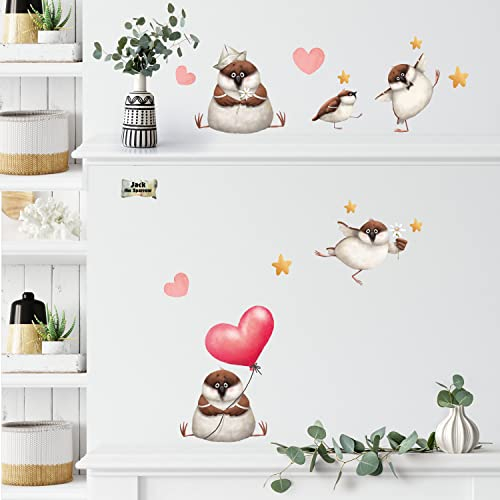 Sunnywall Tier Safari Wandsticker Wandtattoo Wandbild Baby Aufkleber Kinderzimmer Baby Wandaufkleber Spielzimmer Küche (Jack the Sparrow Spatz)