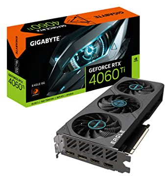Gigabyte GeForce RTX 4060 Ti Eagle 8G Graphics Card, 3X WINDFORCE Fans, 8GB 128-bit GDDR6, GV-N406TEAGLE-8GD Video Card