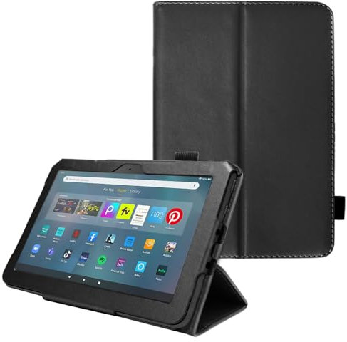 TECHGEAR Smart Case Designed For All New Amazon Fire Max 11 (2023 / 13th Generation) Slim PU Leather Folio Smart Stand Case Cover with Hand Strap & Auto Wake/Sleep [Black]