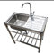 Lavello Cucina Lavello in Acciaio Inossidabile Commerciale Lavandino da Esterno con Rubinetto e Ripiano di Stoccaggio con Banco da Lavoro per Garage e Cortile Ristorante Lavanderia. (Color : Hot And