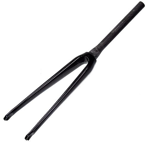 LHHL Fibra di Carbonio 700C Bici da Strada Forcelle Rigide C Freno 9x100mm QR 1-1/8 Tubo Conico Forcella Anteriore Senza Filettatura Forcelle per Bicicletta (Color : Black-Glossy, Size : 700C)