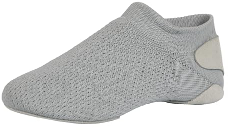 Linodes Unisex 019 Nylon Obermaterial Leder Sohle Slip On Jazz Schuh für Damen und Herren Tanzschuhe, GRAU, 8.5 Women/8 Men