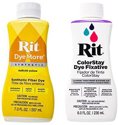 Rit DyeMore - Tinte de fibra líquida sintética de 7 onzas para ropa, decoración y manualidades, amarillo narciso con fijador de color