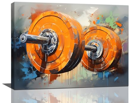 Fitness-Wandkunst, Langhantel, Gewichtheben, Bilder, Wanddekoration, Sport, Bodybuilding, Leinwanddruck, Gemälde, Heimdekoration, Kunstwerk für Fitnessstudio, Badezimmer, gerahmt, 30,5 x 40,6 cm