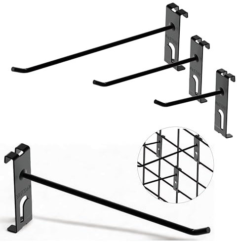 NACETURE 30 Pack Double Hanger Gridwall Hooks Display Hook for Grid Wall Panel- Grid Wall Hooks 4/6/8 inch On The Bottom- Durable Peg Panel