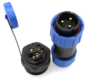 HangTon TY20 3 Pin männlich weiblich Stecker Schraubklemme Aviation Waterproof Quick-Disconnect Panel Mount für Strom Outdoor-Gerät 25A 12awg Draht, Panel Mount