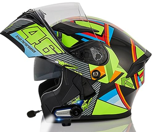 Motorradhelm Motorrad Klapphelm Mit Bluetooth Rollerhelm Sturzhelm Integralhelm Mit Doppelvisier Und Mikrofon Flip Vollvisierhelm Für Damen Herren Erwachsene ECE Zertifiziert 19,3XL:65-66CM