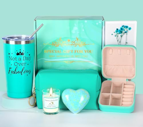 GEEKEO Regalos Originales Cumpleanos para Mujer Pack Regalo Mujer con Taza Termo Vela Perfumada y Joyero Viaje,Regalos para Amiga Mama Esposa,Regalo Navidad San Valentin Caja de Rgalo Aniversario