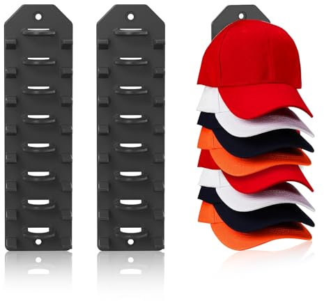 Cxqbsmy Hat Organizer for Baseball Caps, Hat Hanger 2PCS Hat Rack Adhesive Cap Holder for Wall Hold Up to 16 Hats