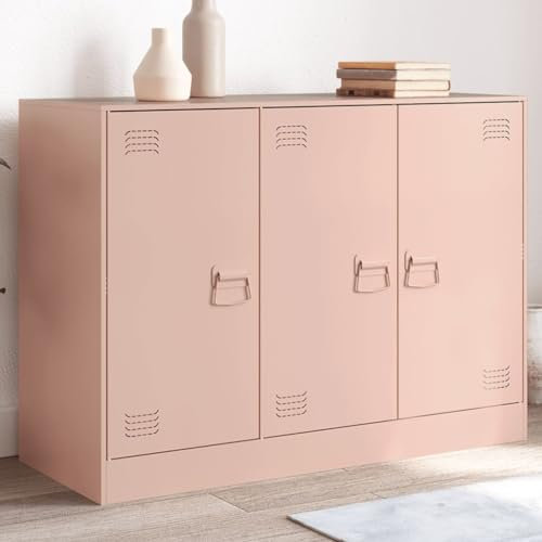 SECOLI Mobiletto Soggiorno, Armadietto Metallo, Armadio in Metallo, Mobile Metallo, Armadio da Cucina, Credenza in Acciaio, in Acciaio Rosa 99x39x73 cm