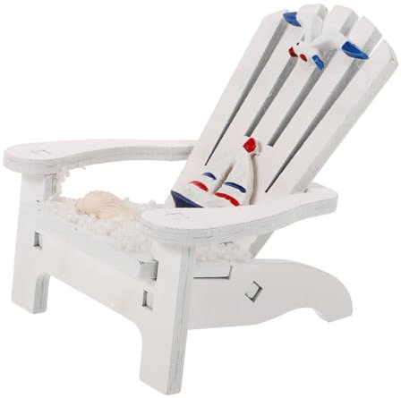 RORPOIR Miniatur-Lounge-Sessel-Ornament Holzhandwerk Schreibtisch-Dekoration Strandstuhl Im Mediterranen Stil Für