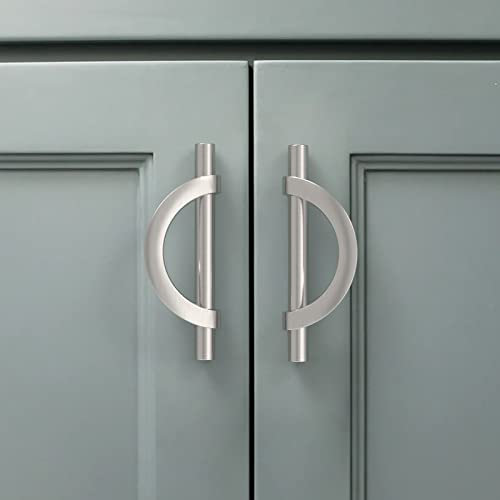 Amerdeco 10 Pack Brushed Satin Nickel Cabinet Pulls 96mm Hole Center Cabinet Hardware Kitchen Cabinet Handles for Bathroom Drawer Pulls Dresser Pulls AM027