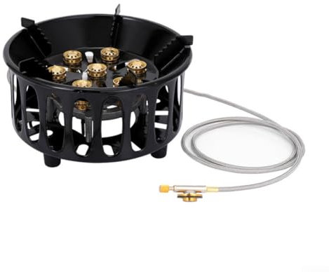 Réchaud à gaz de camping 16800 W, réchaud à gaz portable coupe-vent avec tête de poêle à 7 cœurs, brûleur à gaz réglable pour cuisine en plein air, trekking, pique-nique (A)