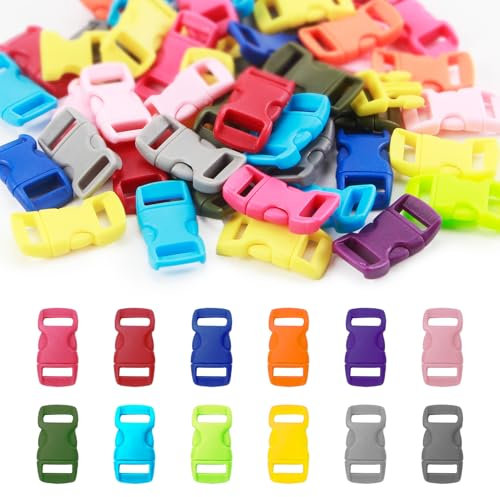 50er Set Mini-Kunststoffschnallen 3/8 Zoll (9,5 mm)Seitenfreigabe Vielseitig für Paracord Hundehalsbänder Rucksäcke DIY-Zubehör Outdoor & Handwerk Armbänder Hundehalsband Gurtband Bushcraft Rucksack