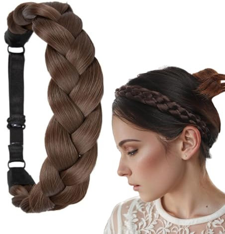 LOMSUXA Geflochtener Haarreif, Damen Haarreif Geflochten Stirnband Geflochtenes Haarband 3 Stränge Synthetisches Haar Trachten Haarband geflochtenes Stirnband Haarteil für Hochzeit