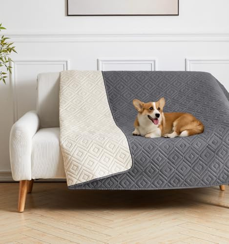 The Fellie wasserdichte Hundedecke, rutschfeste & Waschbare Hundematte, Haustierdecke für Hunde & Katzen, Sofa Schutzdecke gegen Tierhaare & Kratzer, Ideal für Couch, Bett, Autositz (Grau, 130×210cm)