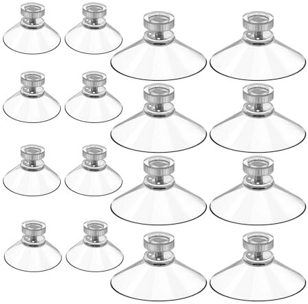 Pmeiduo 16 Stück Saugnapf mit Gewinde Set 8 STK 50mm Saugknöpfen und 8 STK 30mm Saugknopf Transparente Saugknöpfe Ohne Bohren Suction Cup für Fenster, Auto, Dekoration, Aufhängung