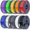 SUNLU PLA Filament 10KG Mehrfarbiges, 3D Drucker Filament PLA 1.75mm +/- 0,02mm, 1KG 3D Filament, 10 Pcs. (Schwarz+Weiß+Grau+Blau+Grün+Rot+Orange+Transparente+Reines Gelb+Violett)