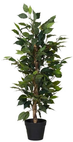 Murago - Künstliche Ficus Benjamini Zimmerpflanze ca. 91cm - Grün - Kunstpflanze im Topf Badezimmer Birkenfeige unecht Büro Deko groß